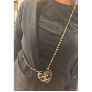 Chanel locket heart classic long necklace with long classic gold chain
